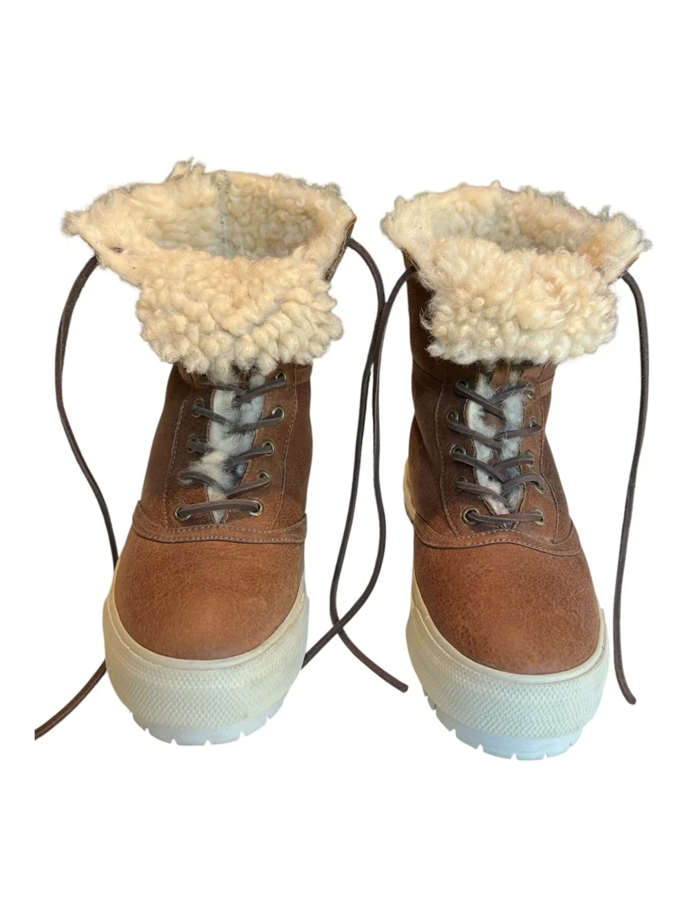 Polo Ralph Lauren Shearling Boots  Lamb Suede Hiking Vibram Sole SZ 9